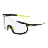 Lunettes 100 % Racetrap 3.0 Noir Jaune Avec Verres Photochromiques Argent