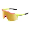 Lunettes 100% Speedcraft Jaune Fluo Rose Avec Verres Flash Gold Mirror
