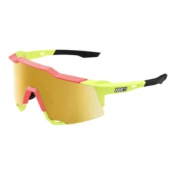 Lunettes 100% Speedcraft Jaune Fluo Rose Avec Verres Flash Gold Mirror