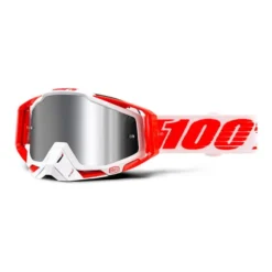 Masque 100% Racecraft Plus Blanc Rouge Verre à Effet Miroir Gris