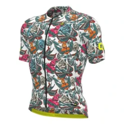 ALE Maillot Alé PRR Tattoo Manche Courte Blanc Vert Rose