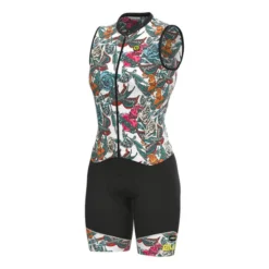 ALE Combinaison Complète Alé PRR Tattoo Court Blanc Multicolore Femme