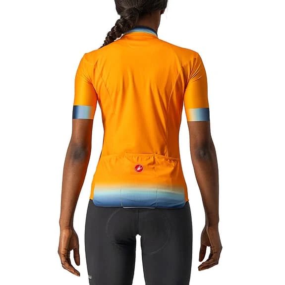 Maillot Castelli Gradient Manche Courte Orange Brillant Bleu Clair Femme 2 Maillot Castelli Gradient Manche Courte Orange Brillant Bleu Clair Femme – Image 2