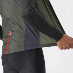 Veste Coupe-vent Castelli Squadra Stretch Vert Foncé Rouge -Pieces Velo Magasin ca 4521512 075 003