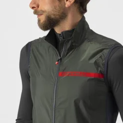 Veste Coupe-vent Castelli Squadra Stretch Vert Foncé Rouge -Pieces Velo Magasin ca 4521512 075 004
