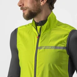 Gilet Coupe-vent Castelli Squadra Stretch Vert Lime électrique Gris -Pieces Velo Magasin ca 4521512 383 004