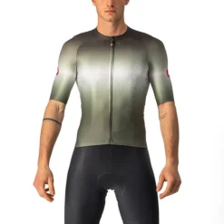 Maillot Castelli Aero Race 6.0 Rosso Corsa Manche Courte Vert Gris Argenté