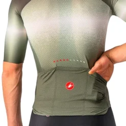 Maillot Castelli Aero Race 6.0 Rosso Corsa Manche Courte Vert Gris Argenté -Pieces Velo Magasin ca 4522014 075 003