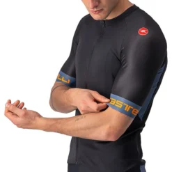 Maillot Castelli Entrata VI Manche Courte Noir Bleu Orange -Pieces Velo Magasin ca 4522025 085 003