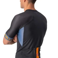 Maillot Castelli Entrata VI Manche Courte Noir Bleu Orange -Pieces Velo Magasin ca 4522025 085 006