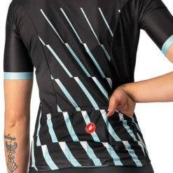 Maillot Castelli Pendio Manche Courte Noir Bleu Céleste Femme -Pieces Velo Magasin ca 4522059 085 003