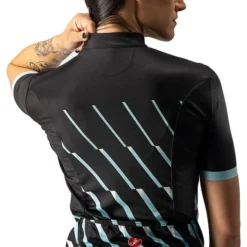 Maillot Castelli Pendio Manche Courte Noir Bleu Céleste Femme -Pieces Velo Magasin ca 4522059 085 005