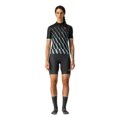 Maillot Castelli Pendio Manche Courte Noir Bleu Céleste Femme -Pieces Velo Magasin ca 4522059 085 006