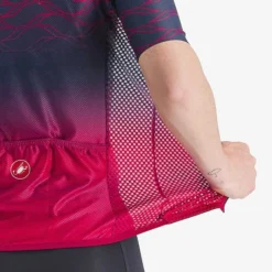 Maillot Castelli Climber's 2.0 Rosso Corsa Manche Courte Bleu Rouge Femme -Pieces Velo Magasin ca 4523037 424 004