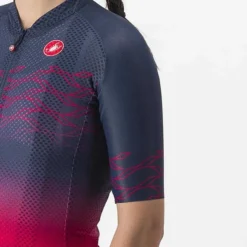 Maillot Castelli Climber's 2.0 Rosso Corsa Manche Courte Bleu Rouge Femme -Pieces Velo Magasin ca 4523037 424 005