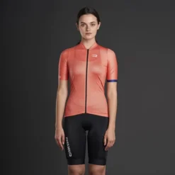 Maillot Finisseur Pro Manche Courte Rouge Saumon Femme -Pieces Velo Magasin fns c133ss2207 04 010
