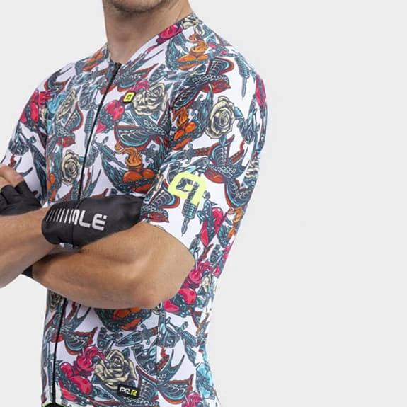 ALE Maillot Alé PRR Tattoo Manche Courte Blanc Vert Rose 6 ALE Maillot Alé PRR Tattoo Manche Courte Blanc Vert Rose – Image 6