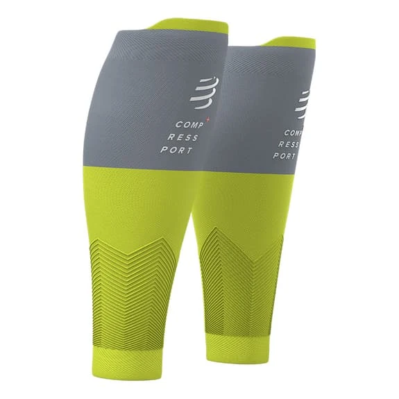Guêtres De Compression Compressport R2V2 Vert Lime Gris 1 Guêtres De Compression Compressport R2V2 Vert Lime Gris